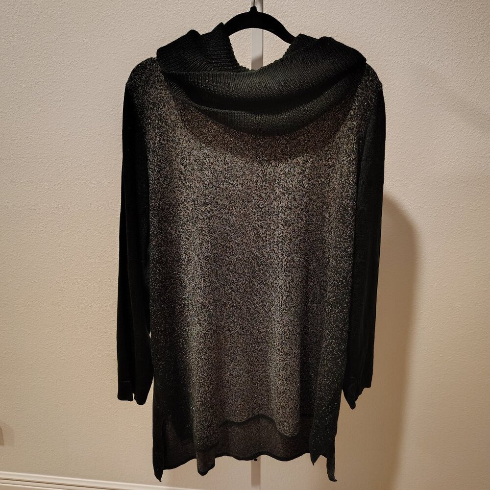 Apt. 9 High-Low Metallic Tunic Sweater Removable Scarf Plus Size 3X NWT Black